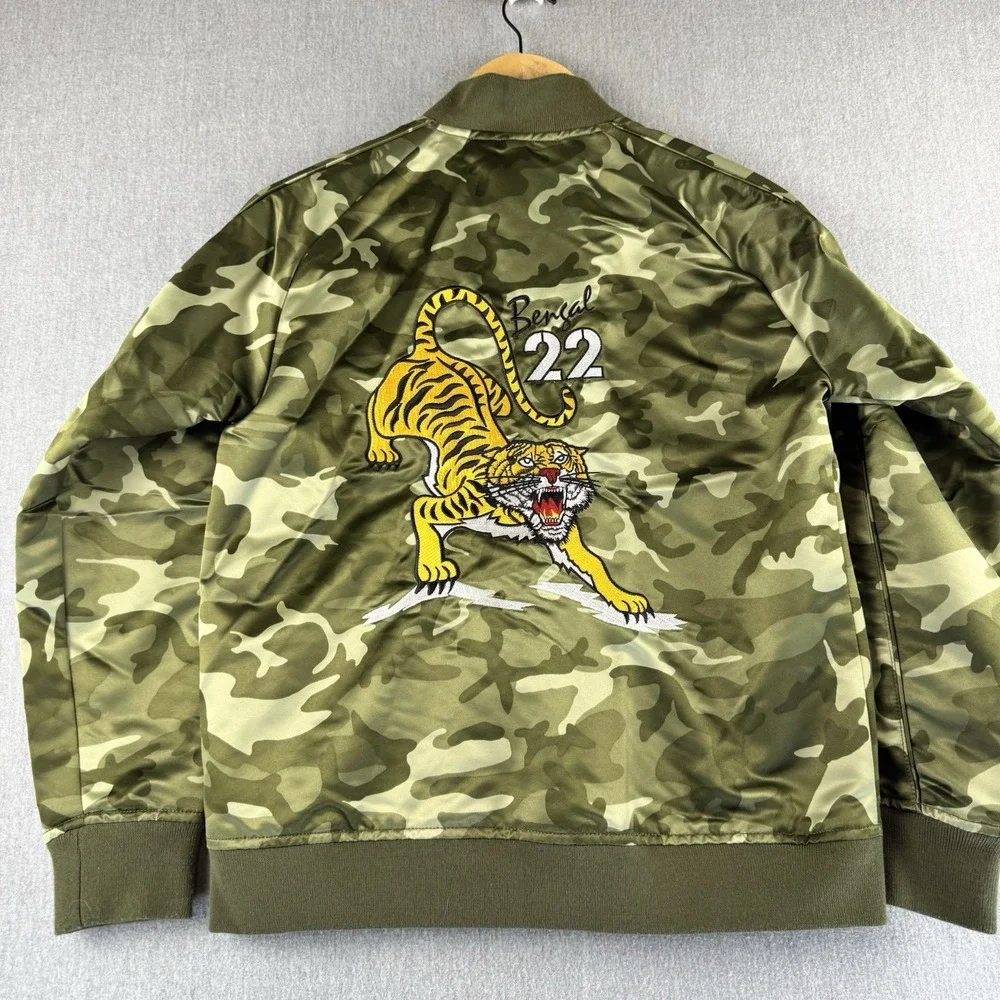 The Childrens Place Camo Bomber Jacket Tiger Bengal‎ 22 Youth XL 14 Zip